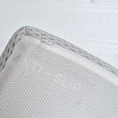 memory foam mattress topper showing the unique anti slip underneath for ease of placement on a mattress